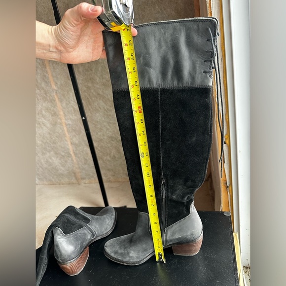 Lucky Brand Komah Black Tall Knee High Leather Suede Boots size 11 - Picture 8 of 11